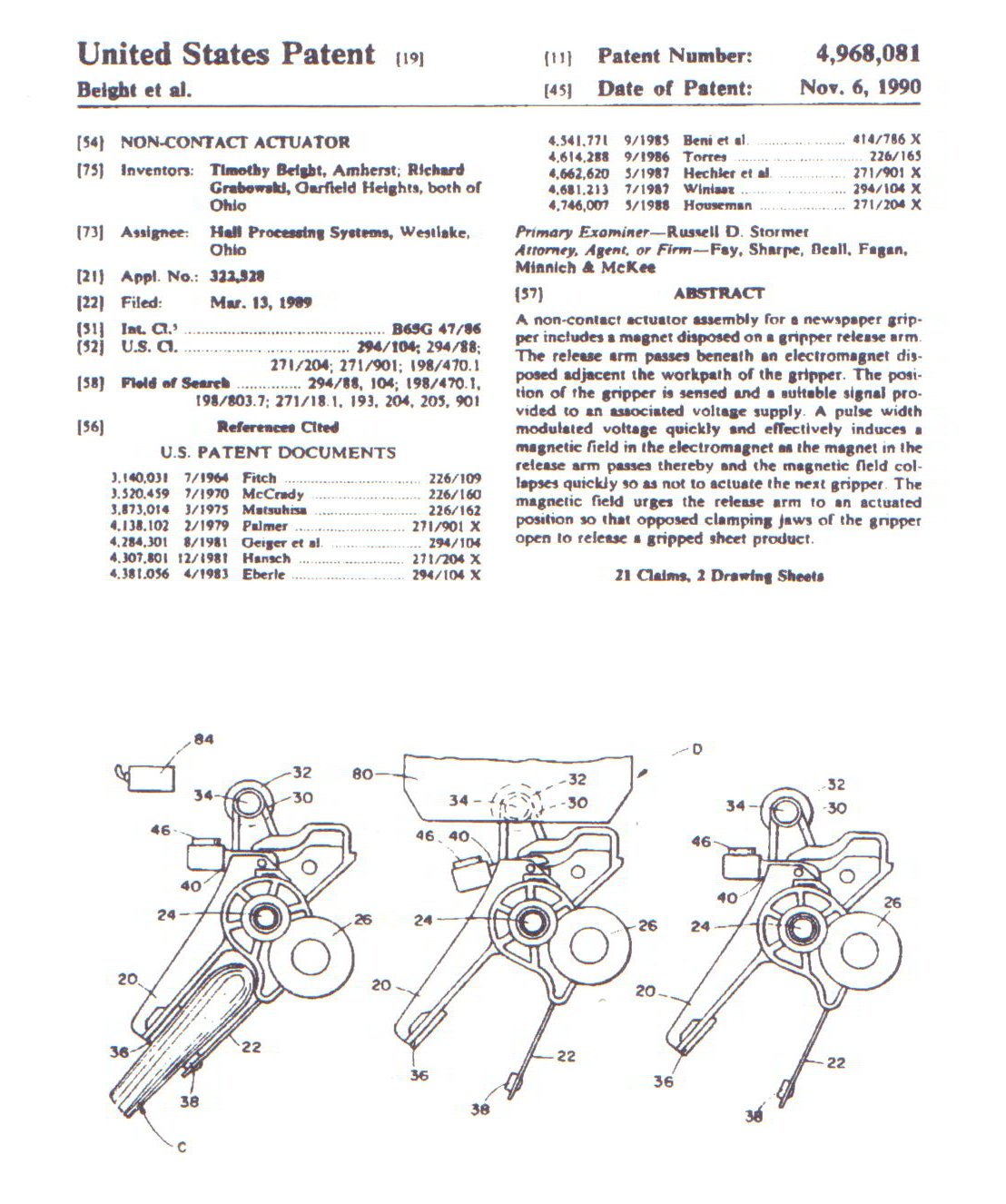 New Product Development - Quick Release Non Contact Mechanism patent - gripper project